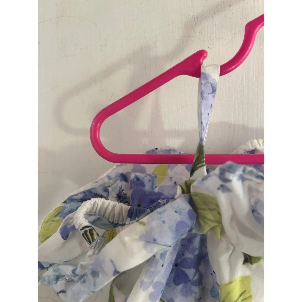 Gymboree Jumpsuit 4T White Blue Floral Hydrangea Bee Cold Shoulder Kids